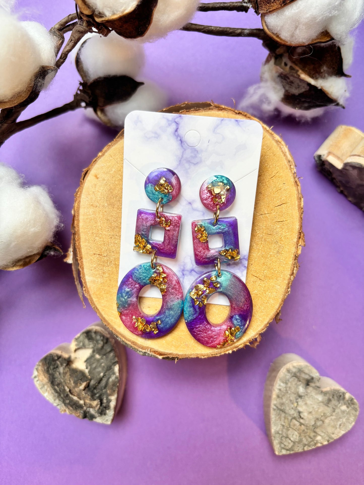 Geometric Drop Earrings - Multicolored