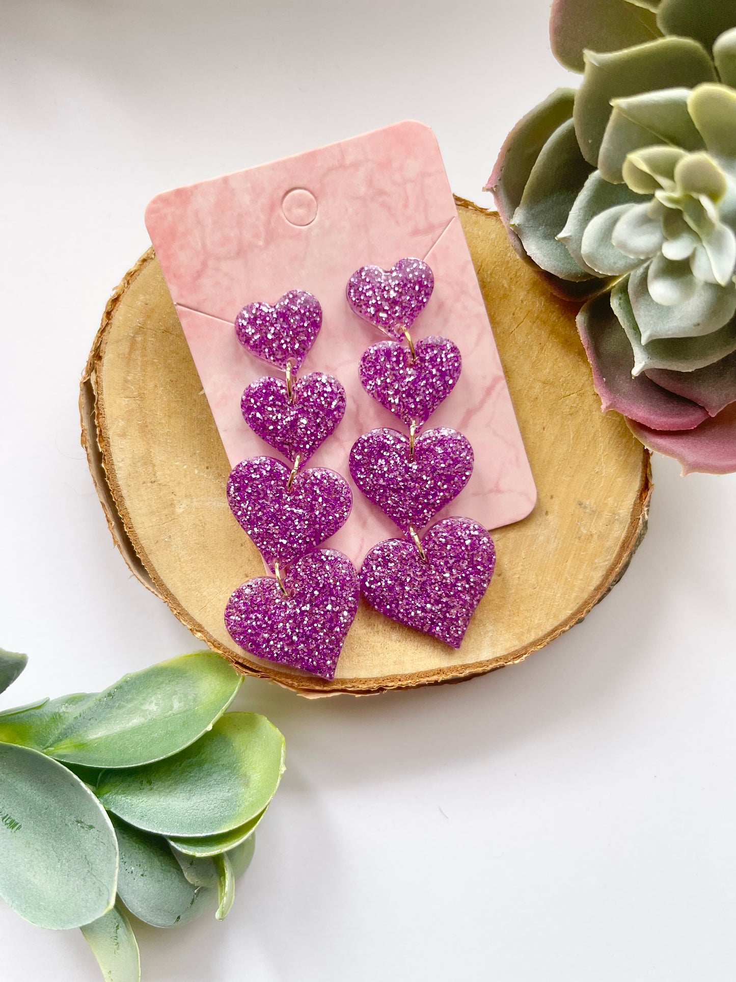 Enchanted Love Drop Earrings - Glitter Pink