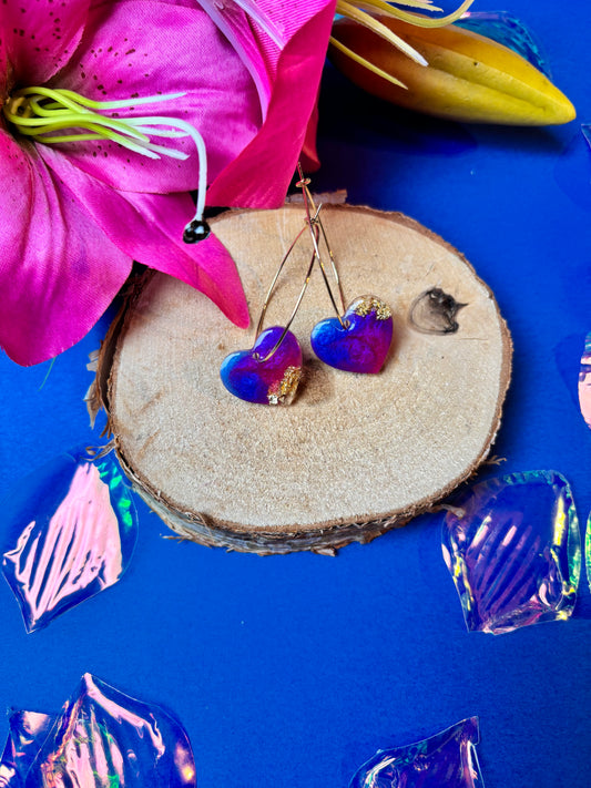 Heart Hoop Earrings - Galaxy