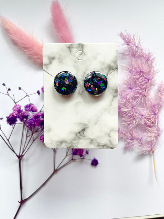 Stud Earrings - Rainbow black
